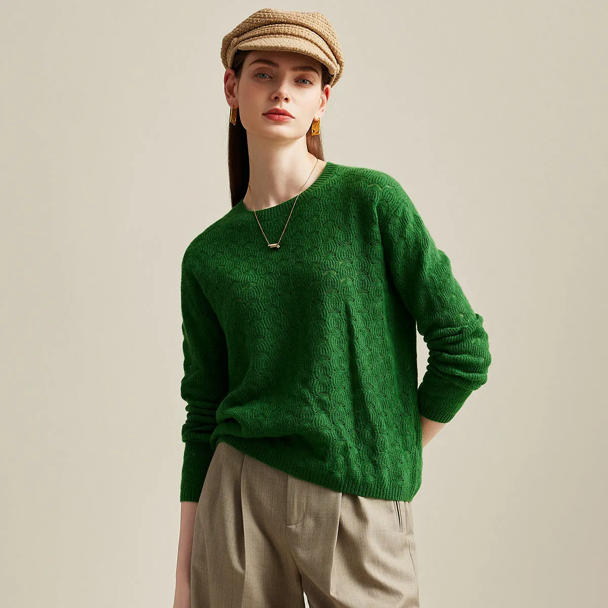 100% Cashmere Elegant Cable Knit Sweater