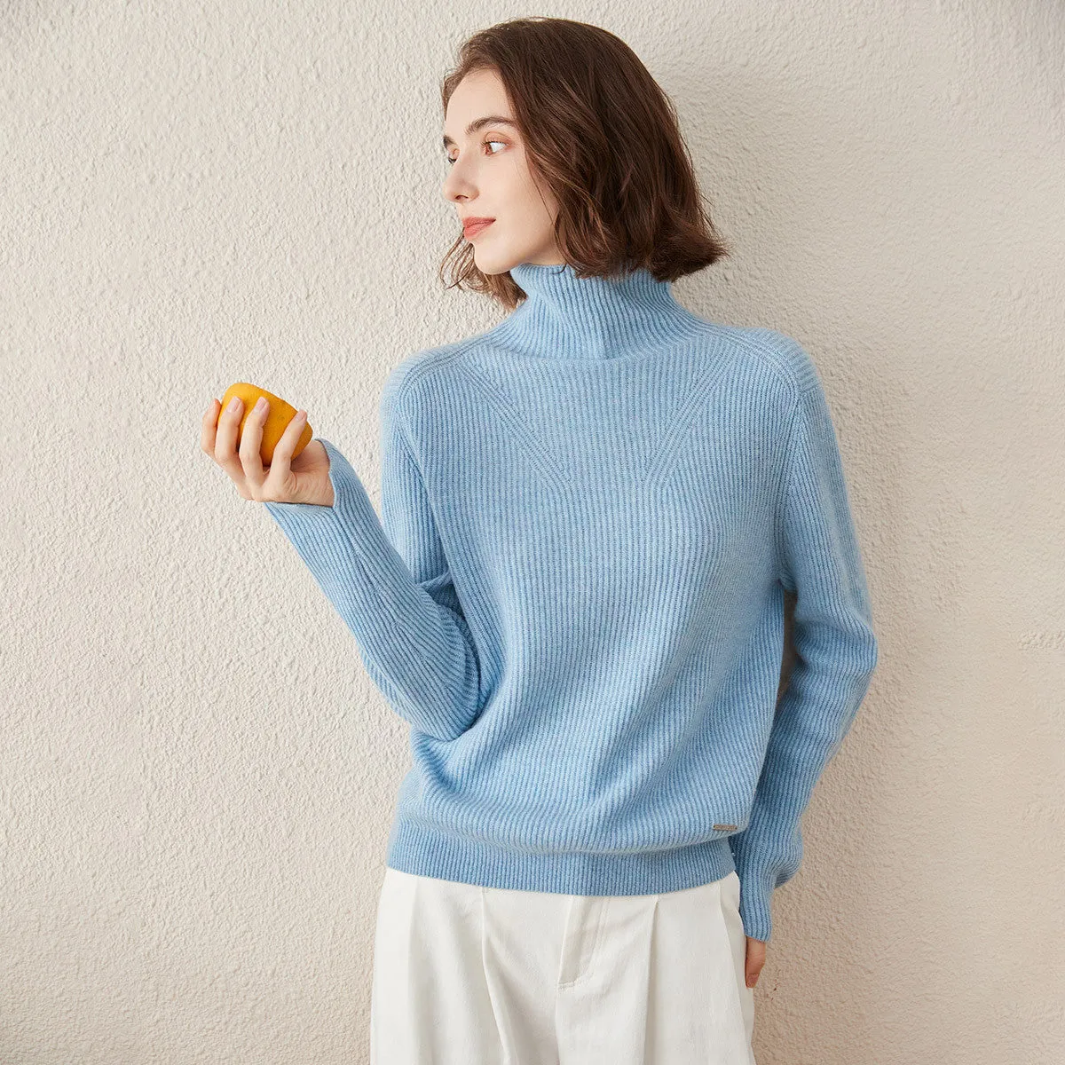 100% Cashmere Turtleneck Knitted Sweater