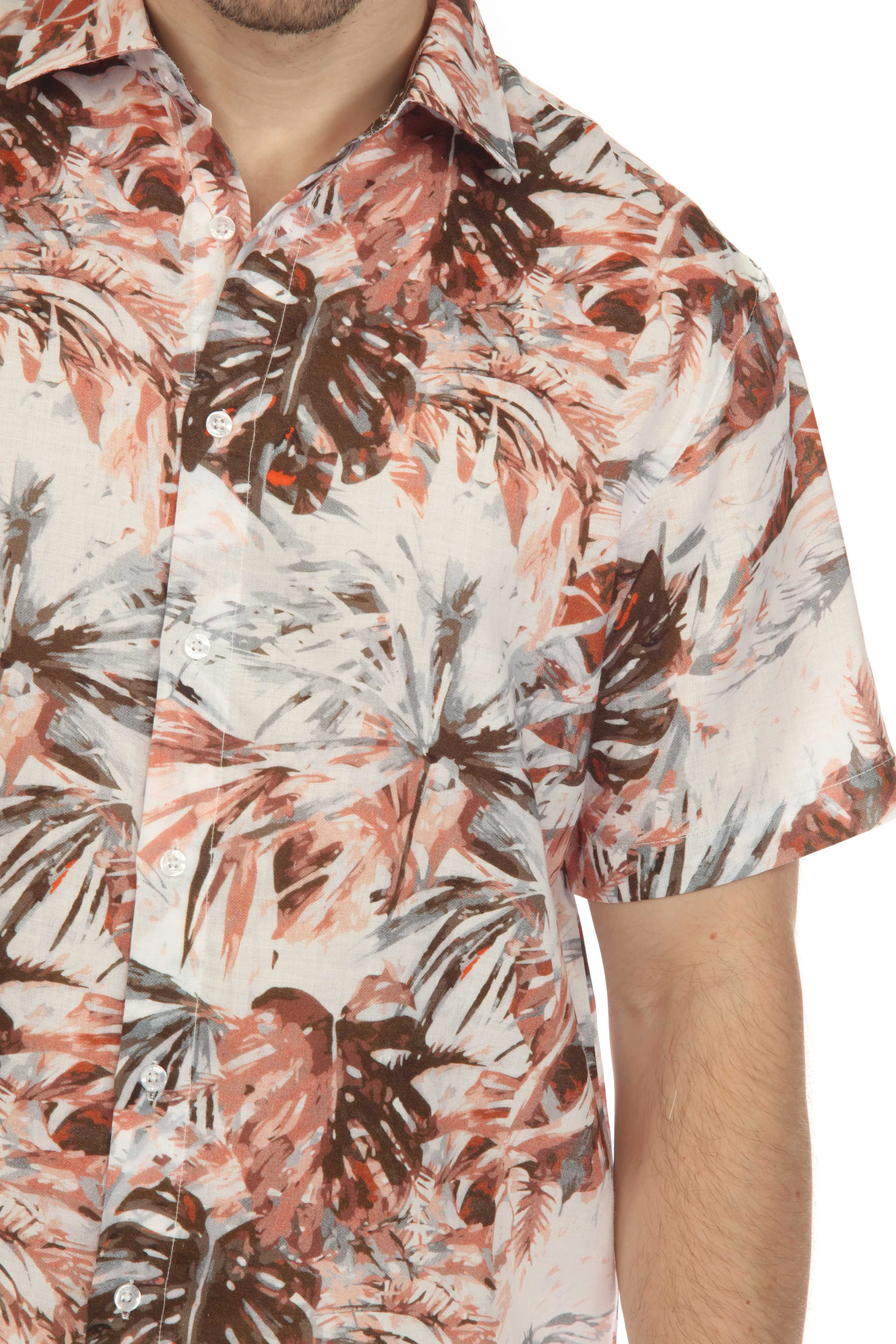 100% Linen Natural Hawaiian Short Sleeve Shirt