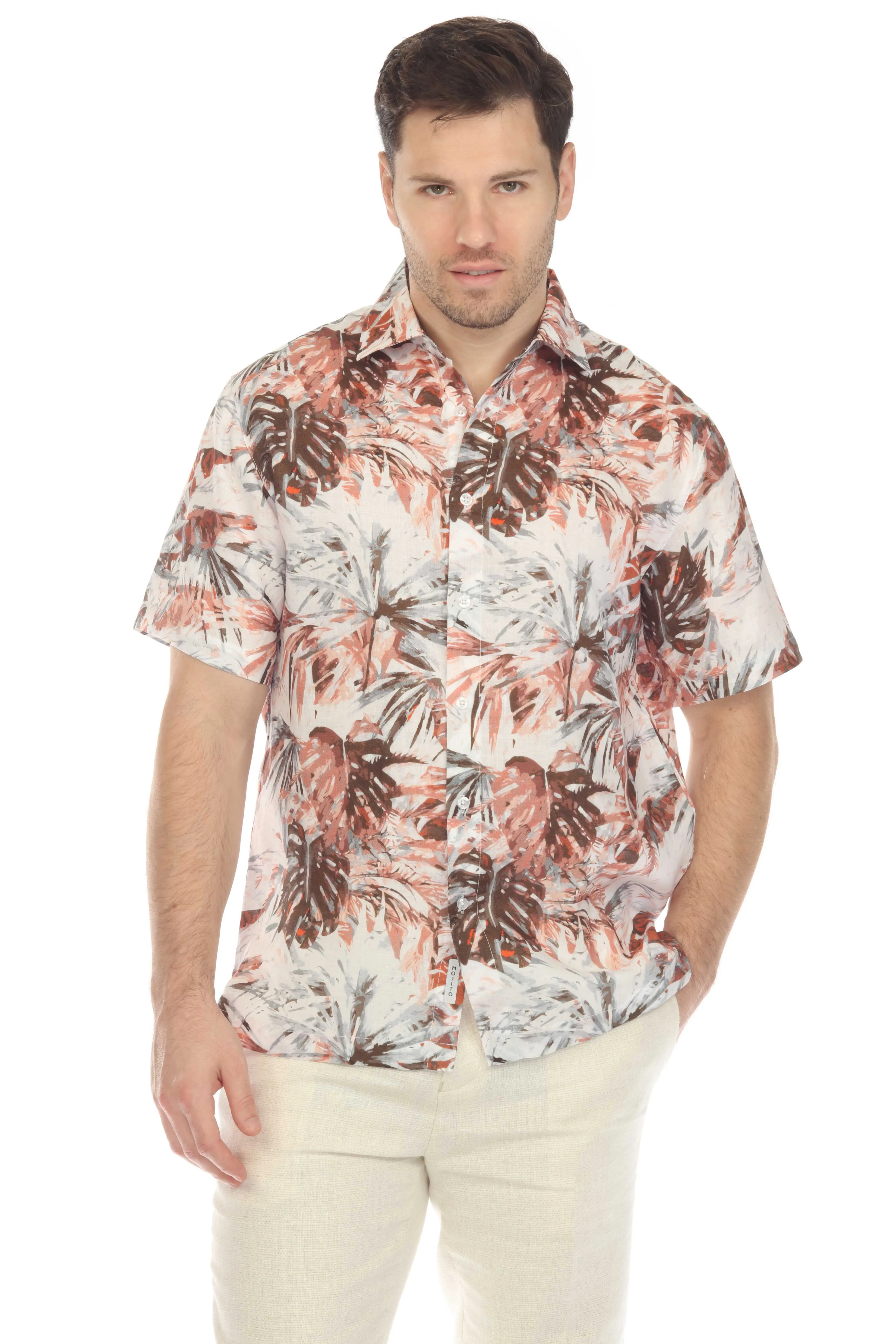 100% Linen Natural Hawaiian Short Sleeve Shirt