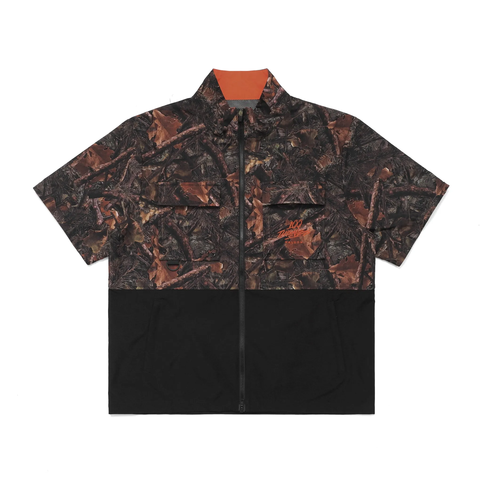 100 Thieves x Malbon Woodsman Zip Off Windbreaker - Tree Camo