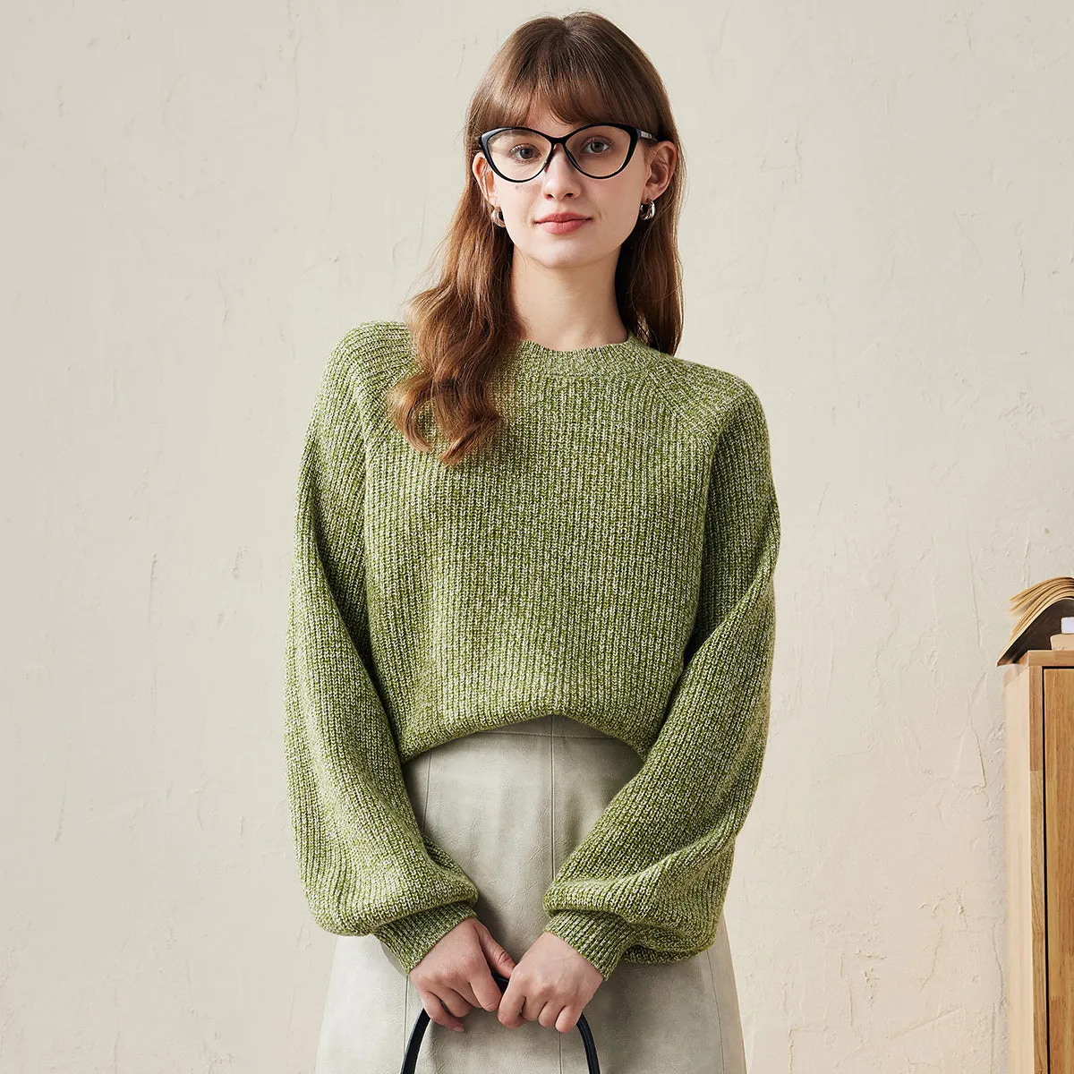 100% Wool Cozy Knitted Pullover Sweater