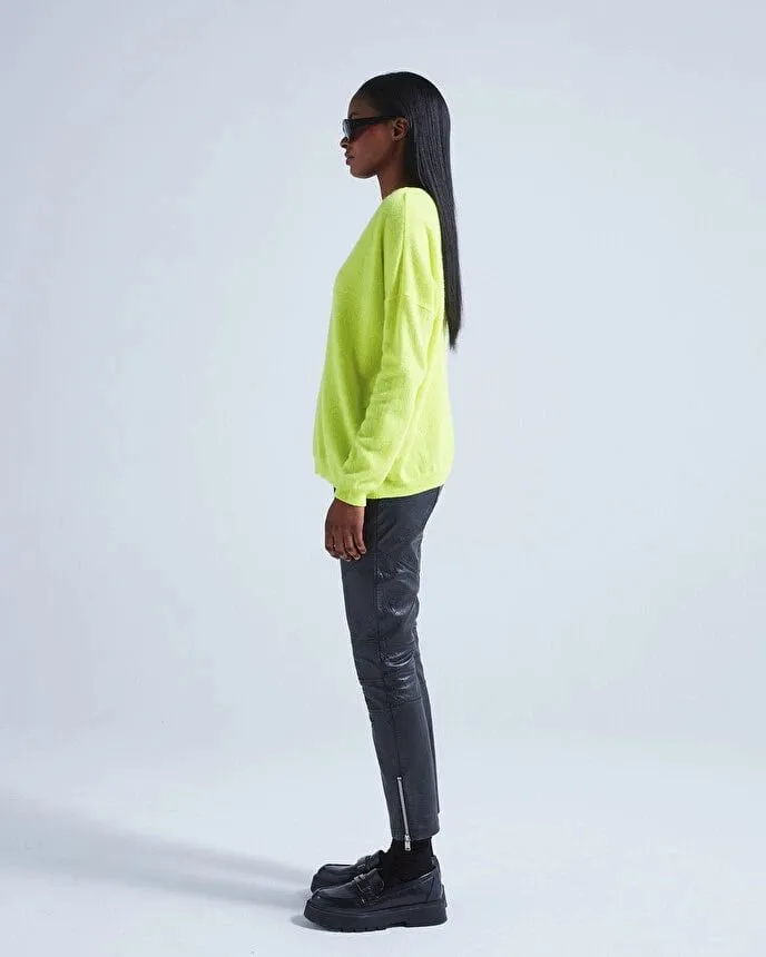 Angele V Neck Sweater Neon Lemon