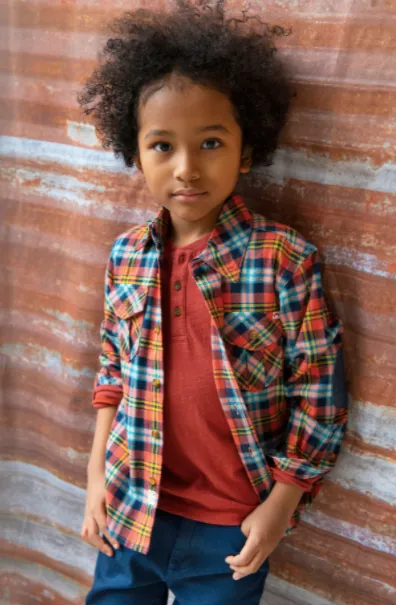 Appaman - Boys Plaid Flannel Shirt in Burnt Sienna