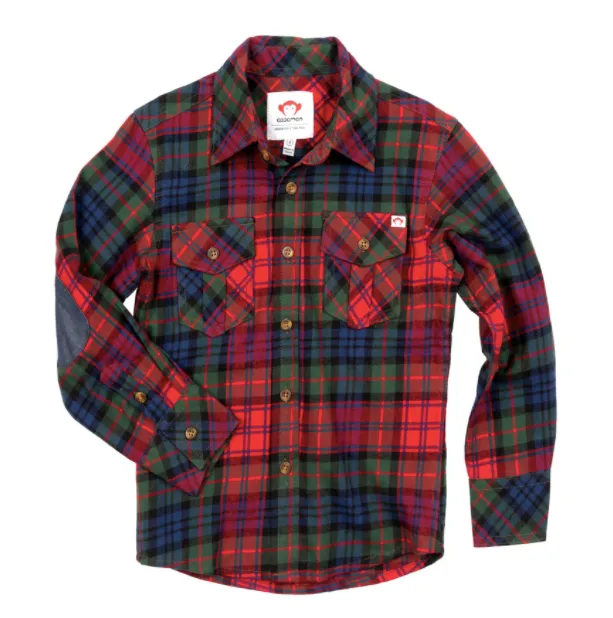 Appaman - Boys Plaid Flannel Shirt in Red Moss