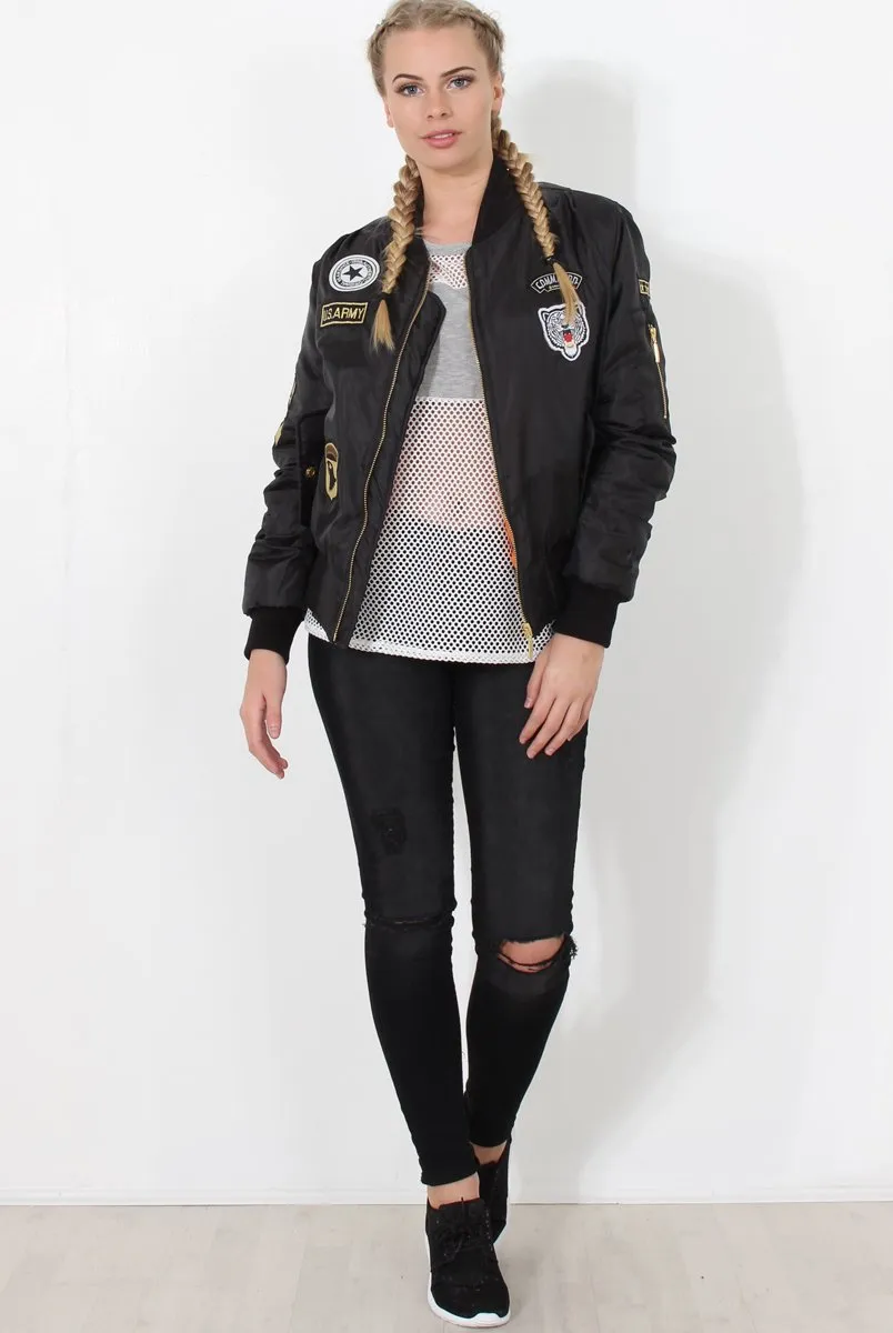 Black Badge Detail Bomber Jacket - Kendall