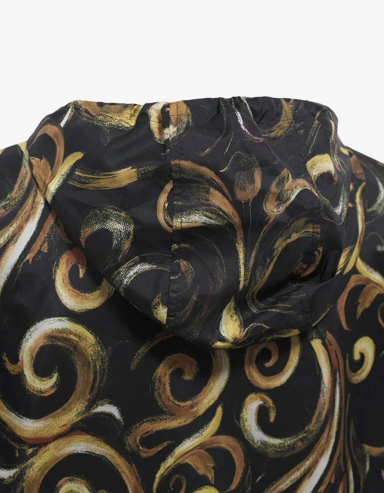 Black Baroque Print Windbreaker Jacket