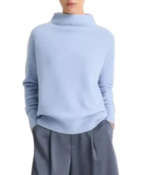 Boiled Funnel Neck Pullover- Porcelain Blue