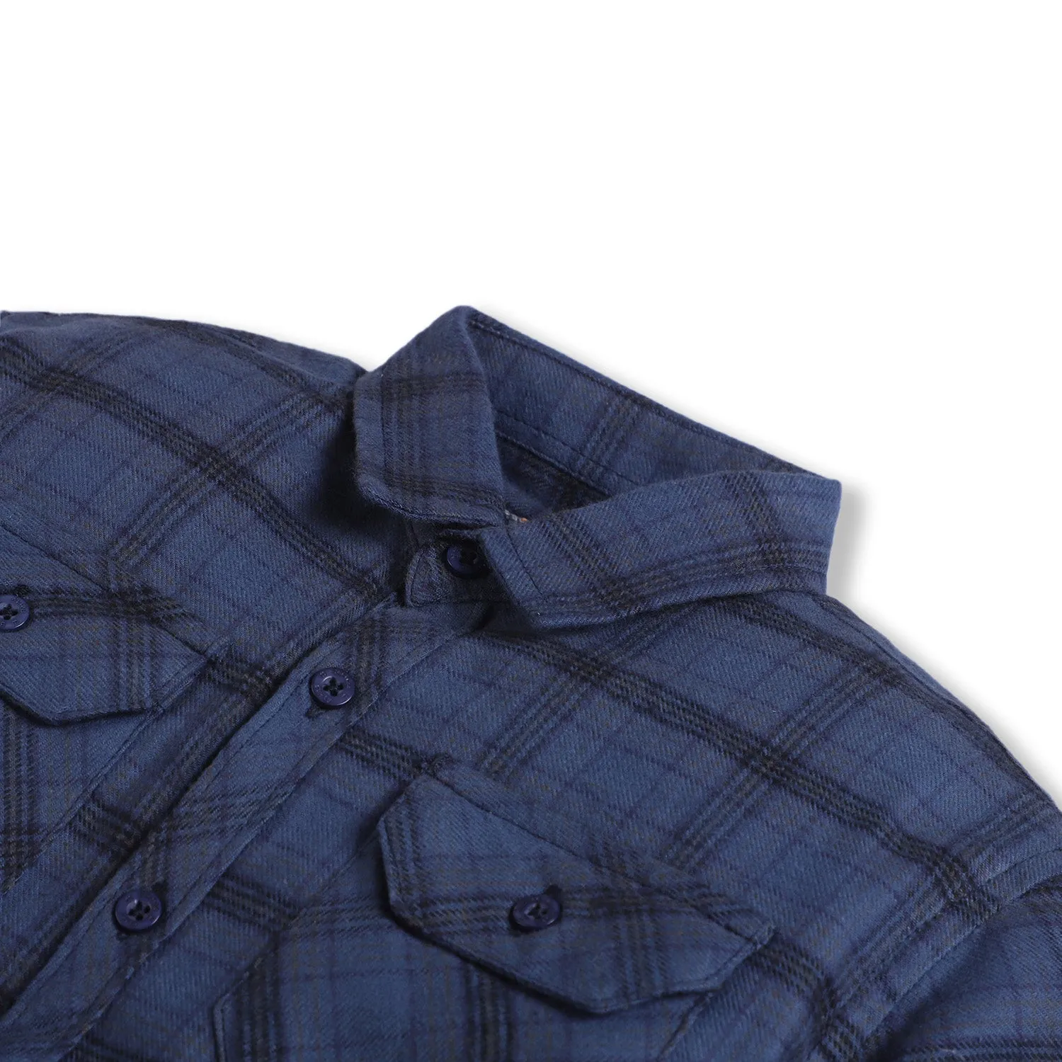 Boys Flannel Casual Shirt Born to Skate - Navy