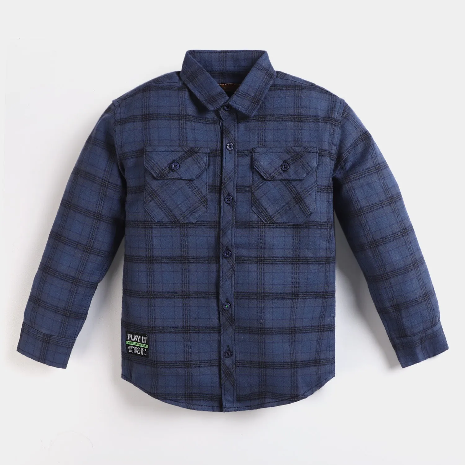 Boys Flannel Casual Shirt Born to Skate - Navy