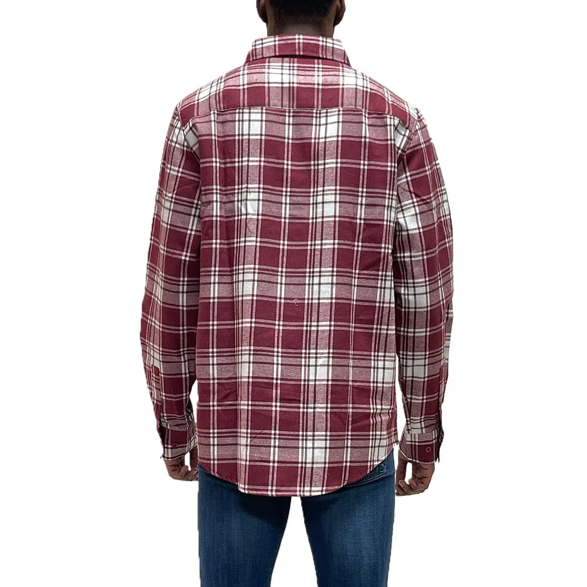 Burgundy Checkered Flannel Shirt