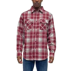 Burgundy Checkered Flannel Shirt