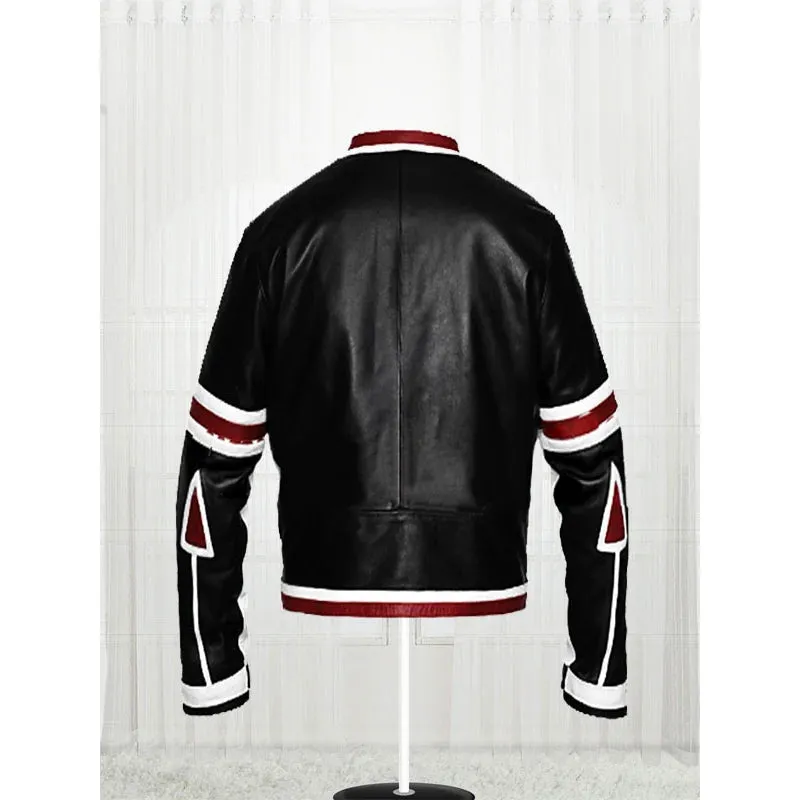 Chaser Box Black and White Bomber Leather Jacket