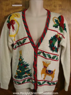 Classic 80s Reindeer and Tree Ugliest Christmas Sweater