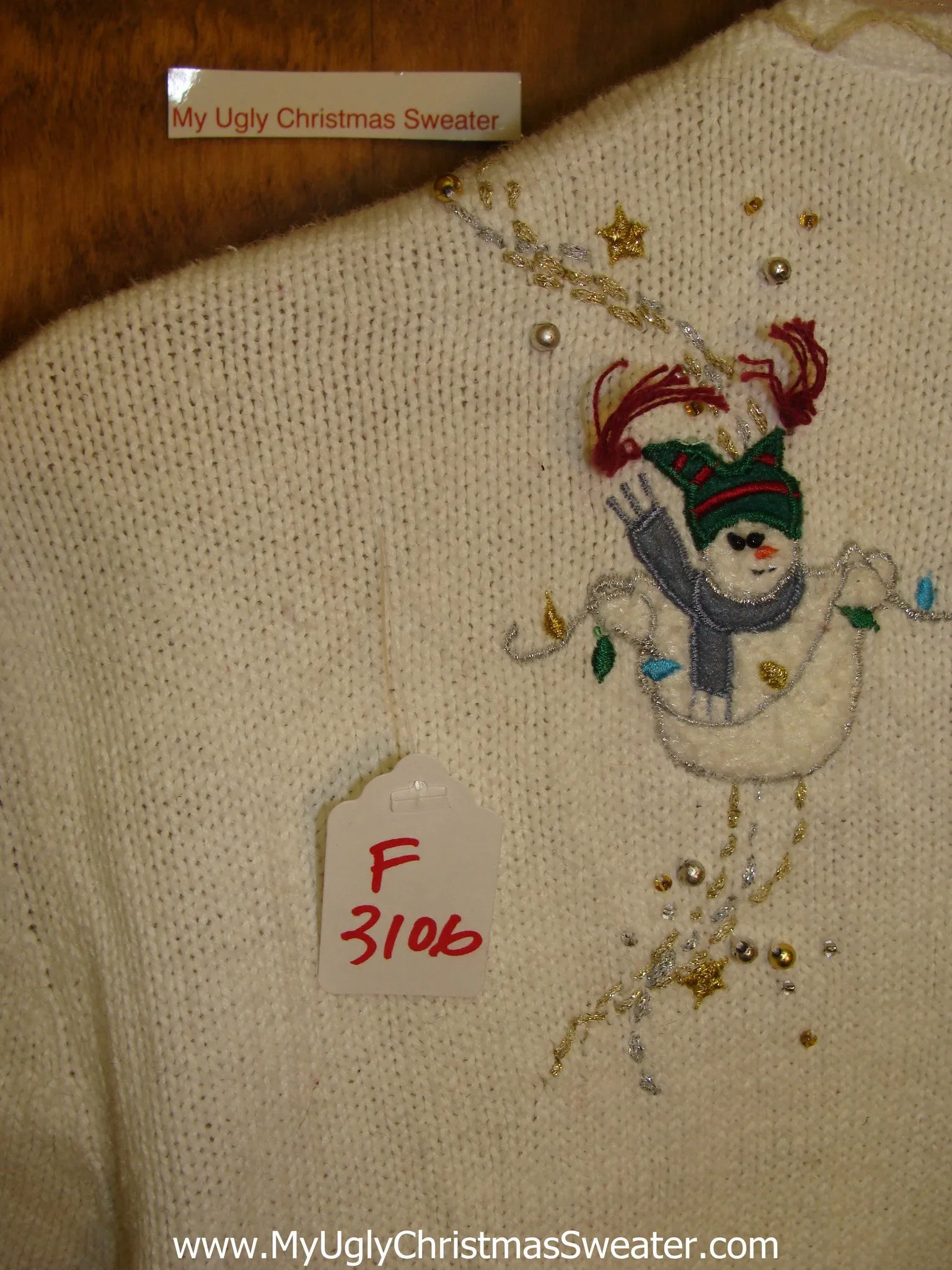 Corny Christmas Sweater Cardigan Flying Snowmen