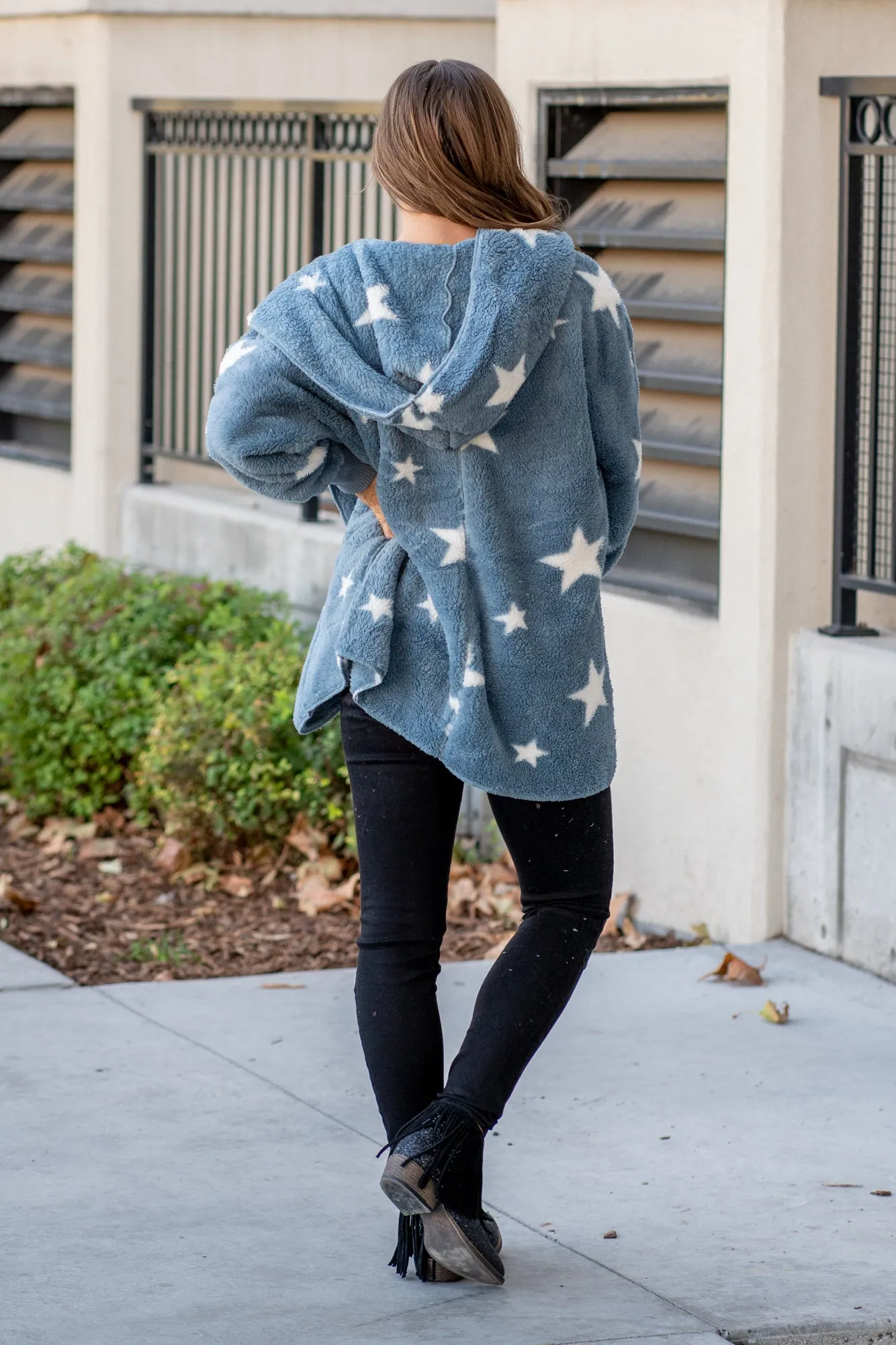 Cozy Americana Star Sherpa Open Jacket