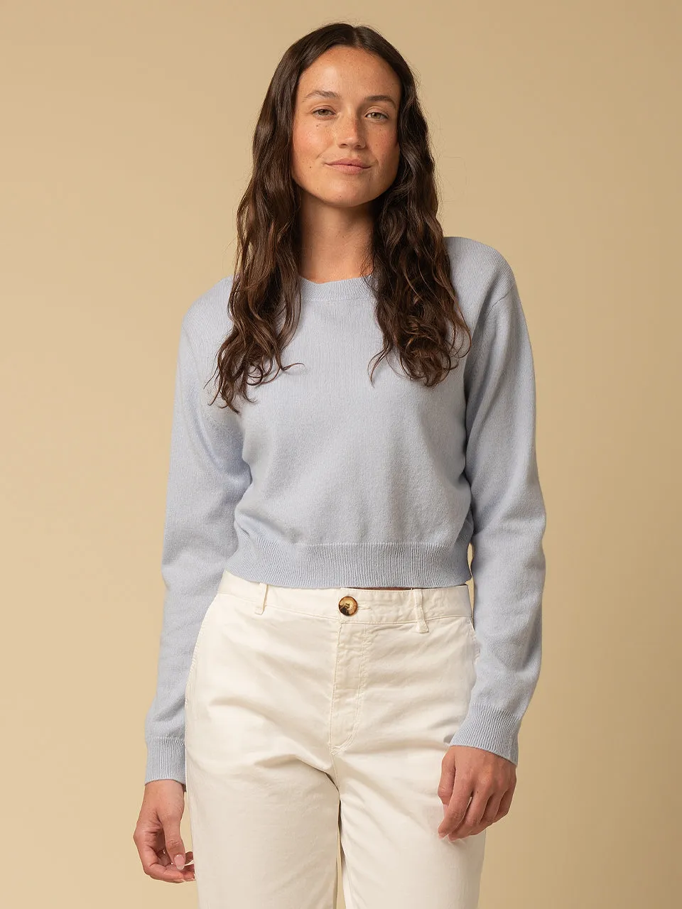 Crop Long Sleeve Sweater_Baby Blue