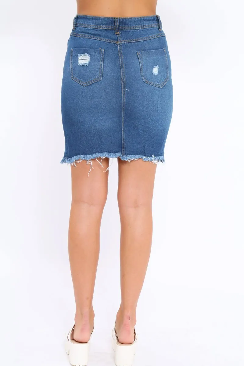 Denim Extreme Distressed Skirt - Zinnia