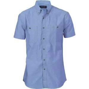 Dnc Workwear Cotton Chambray Twin Pocket Short Sleeve Shirt - 4101