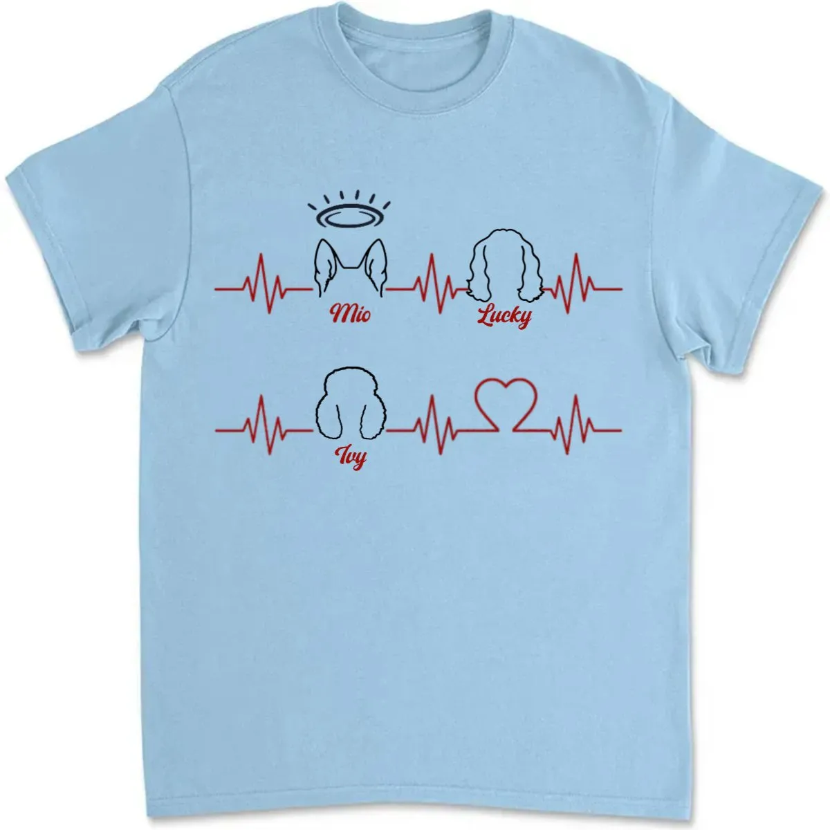 Dog Lovers - Dog Sketch Heartbeat - Personalized Unisex T-shirt, Hoodie, Sweatshirt (HJ)