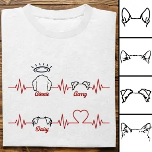 Dog Lovers - Dog Sketch Heartbeat - Personalized Unisex T-shirt, Hoodie, Sweatshirt (HJ)