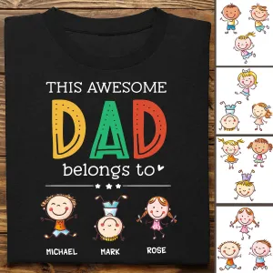 Family - This Awesome Dad Belongs To - Personalized T-Shirt