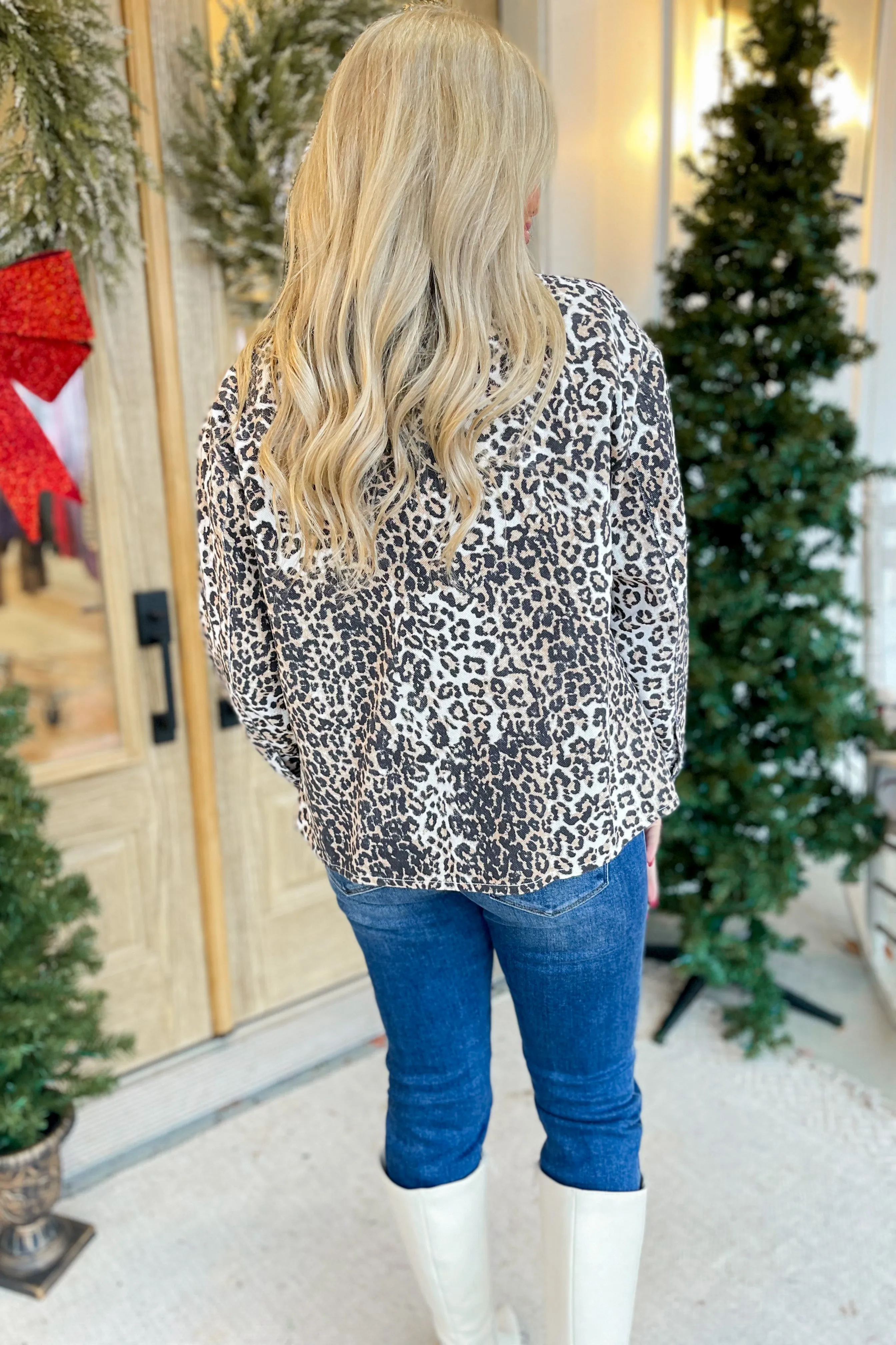 Fancy Animal Print Denim Long Sleeve Jacket