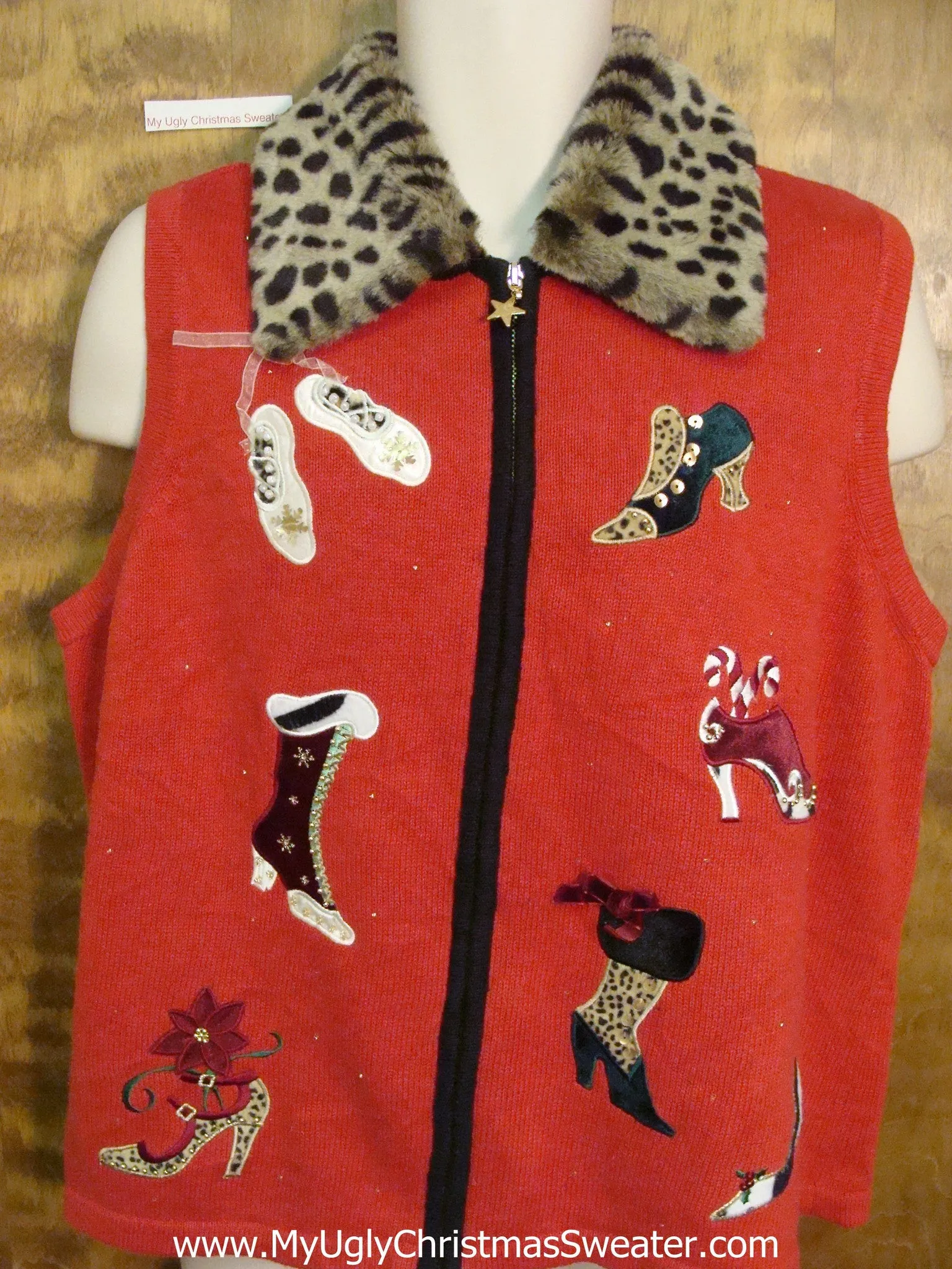 Fancy Furry Shoes Corny Christmas Sweater Vest