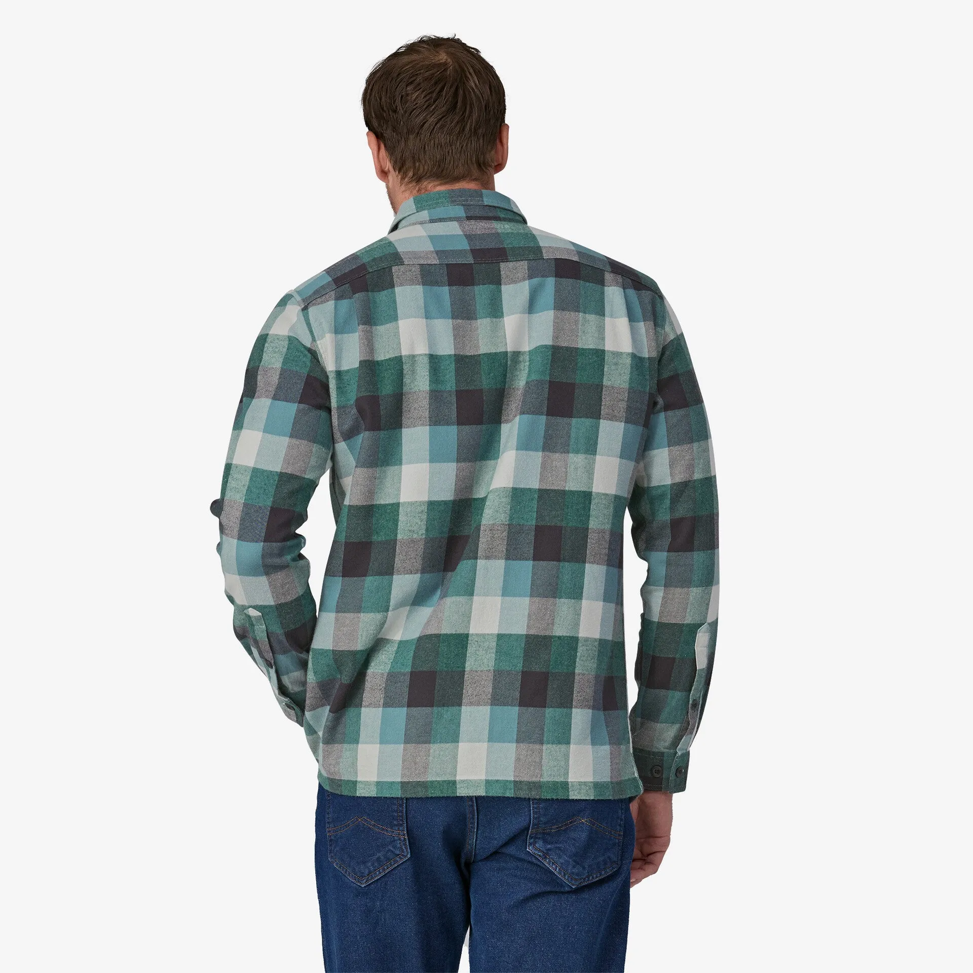 Fjord Patagonia Men's Mid-Weight Organic Cotton Flannel Long Sleeve Shirt ,  green