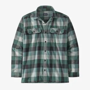 Fjord Patagonia Men's Mid-Weight Organic Cotton Flannel Long Sleeve Shirt ,  green