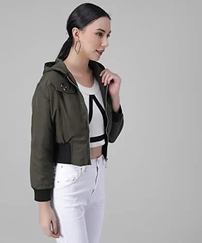 Funday Fashion Women's Blouson Jacket Dark Green S