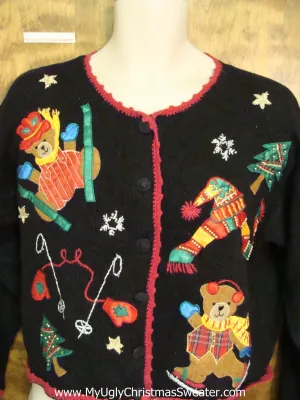 Funny Skiing Bears Ugly Christmas Sweater