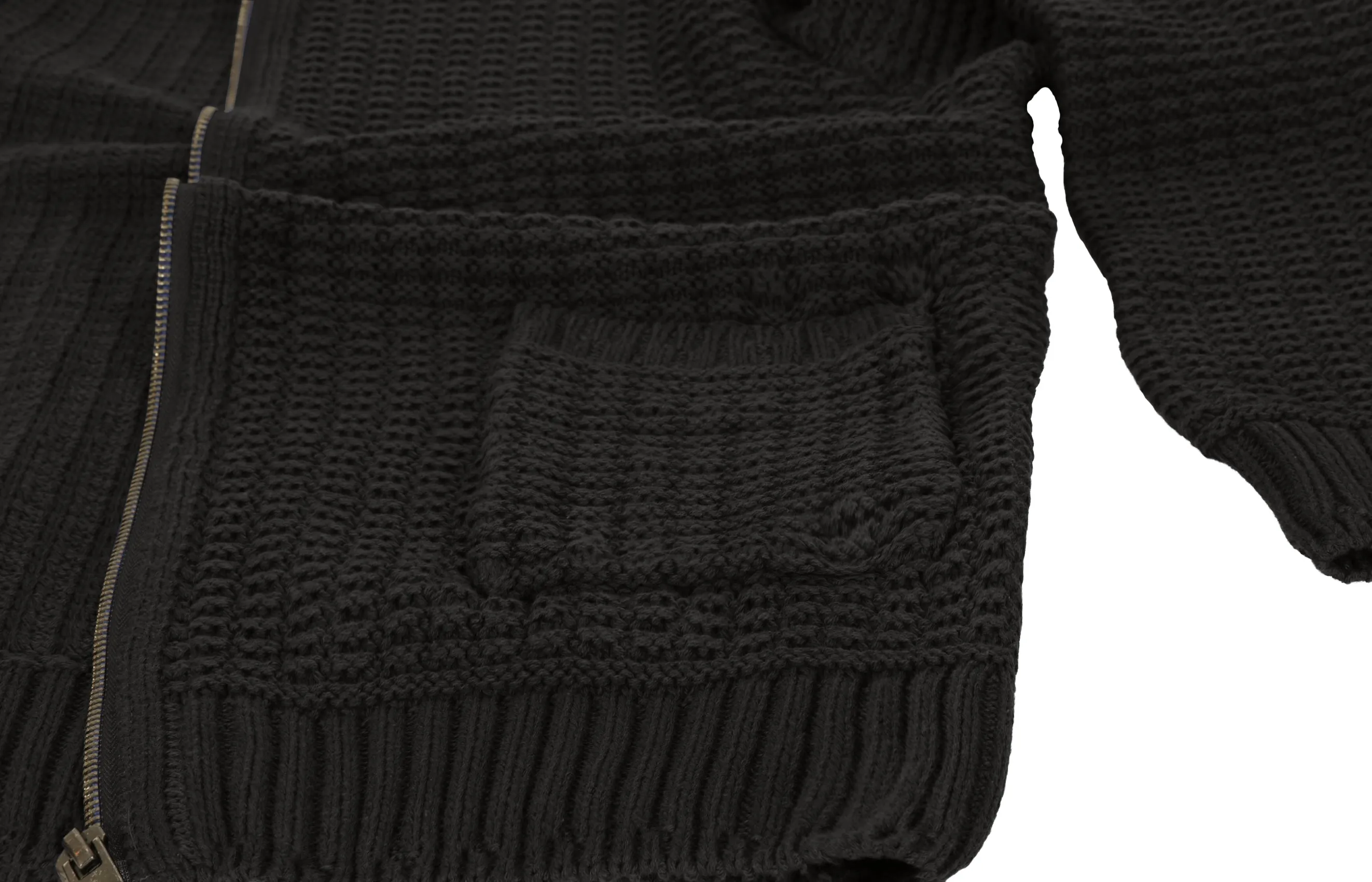 Gioberti Men's Black 100% Cotton Milano Knit Full-Zip Sweater