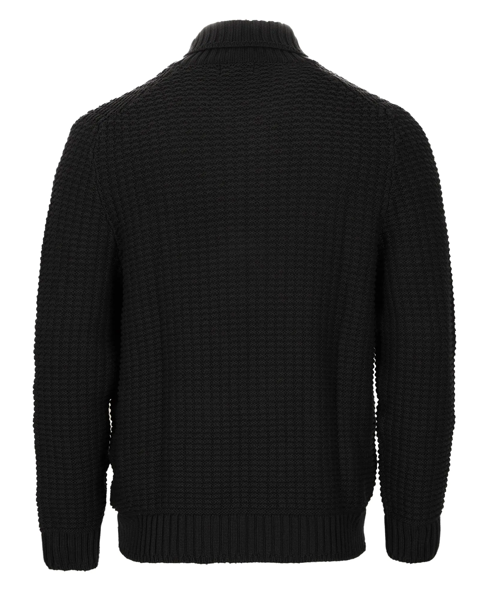 Gioberti Men's Black 100% Cotton Milano Knit Full-Zip Sweater