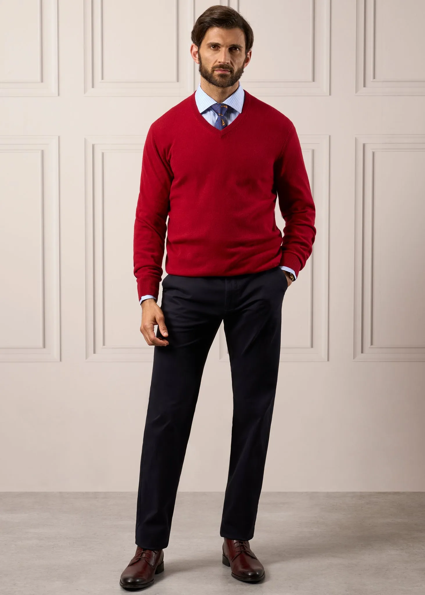 Haddington Cashmere Jumper in Ruby - Regular Fit