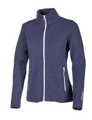 HEDDA FULL ZIP, 100% EXTRA FINE MERINOULL — STEELBLUE