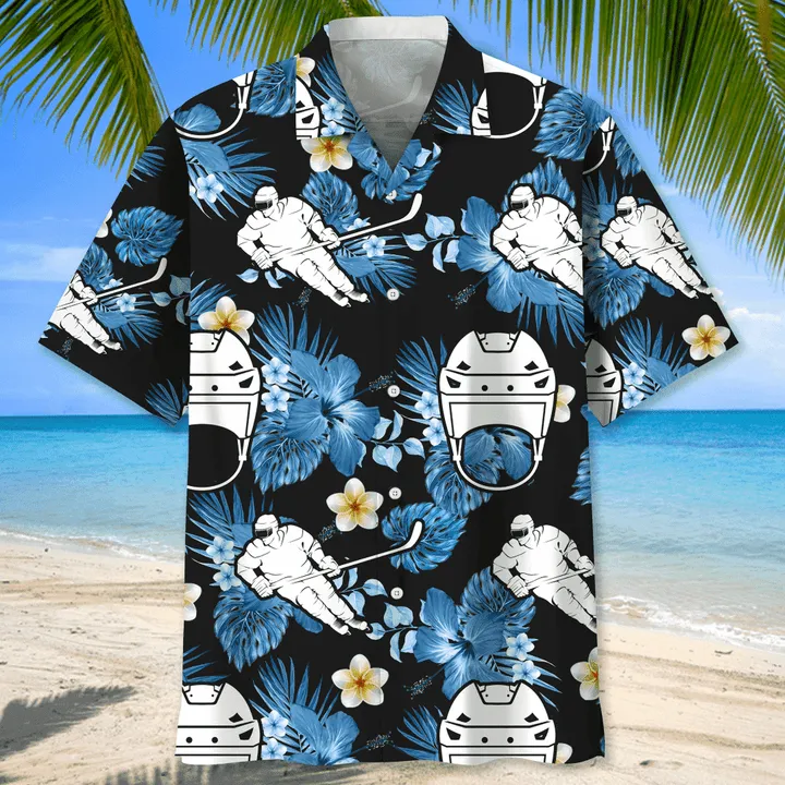 Hockey Neon Light Hawaiian Shirt for Men, hockey life shirt, hockey player gifts