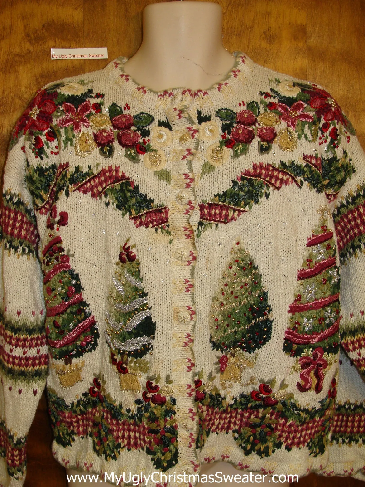 Horrible Ornate Corny Christmas Sweater Cardigan