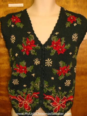 Horrible Poinsettias Corny Christmas Sweater Vest