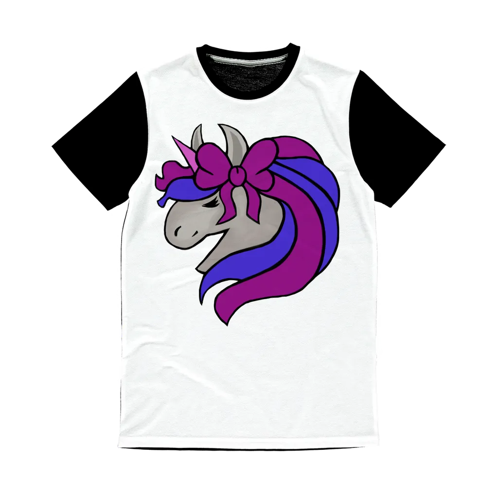 JohnsonKelly_UnicornHead2 Classic Sublimation Panel T-Shirt