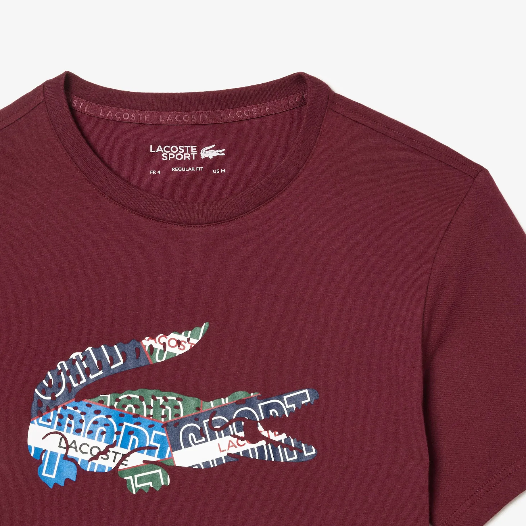 LACOSTE Cotton Jersey Sport T-shirt - Burgundy