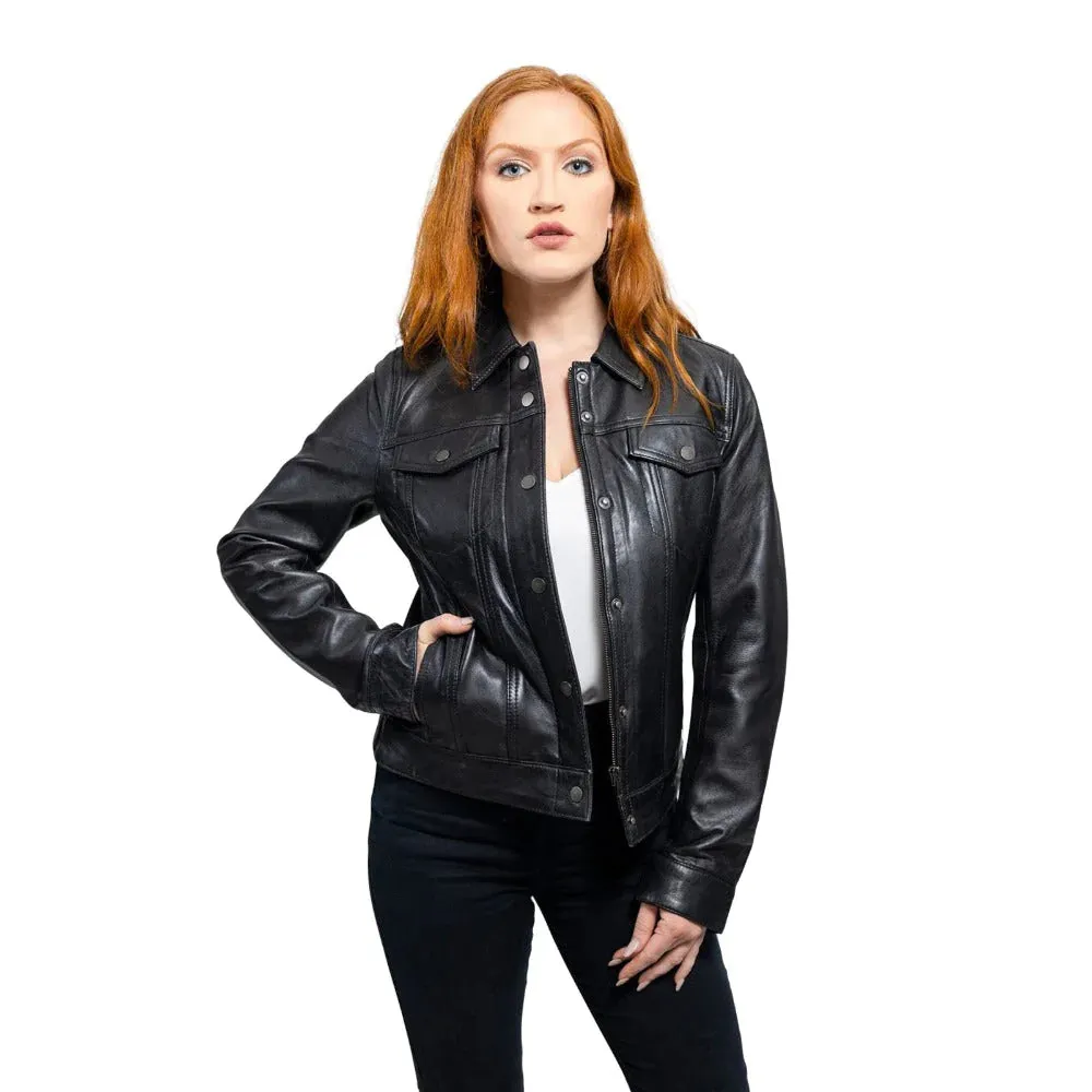 Madison Womens Fashion Leather Jacket Black