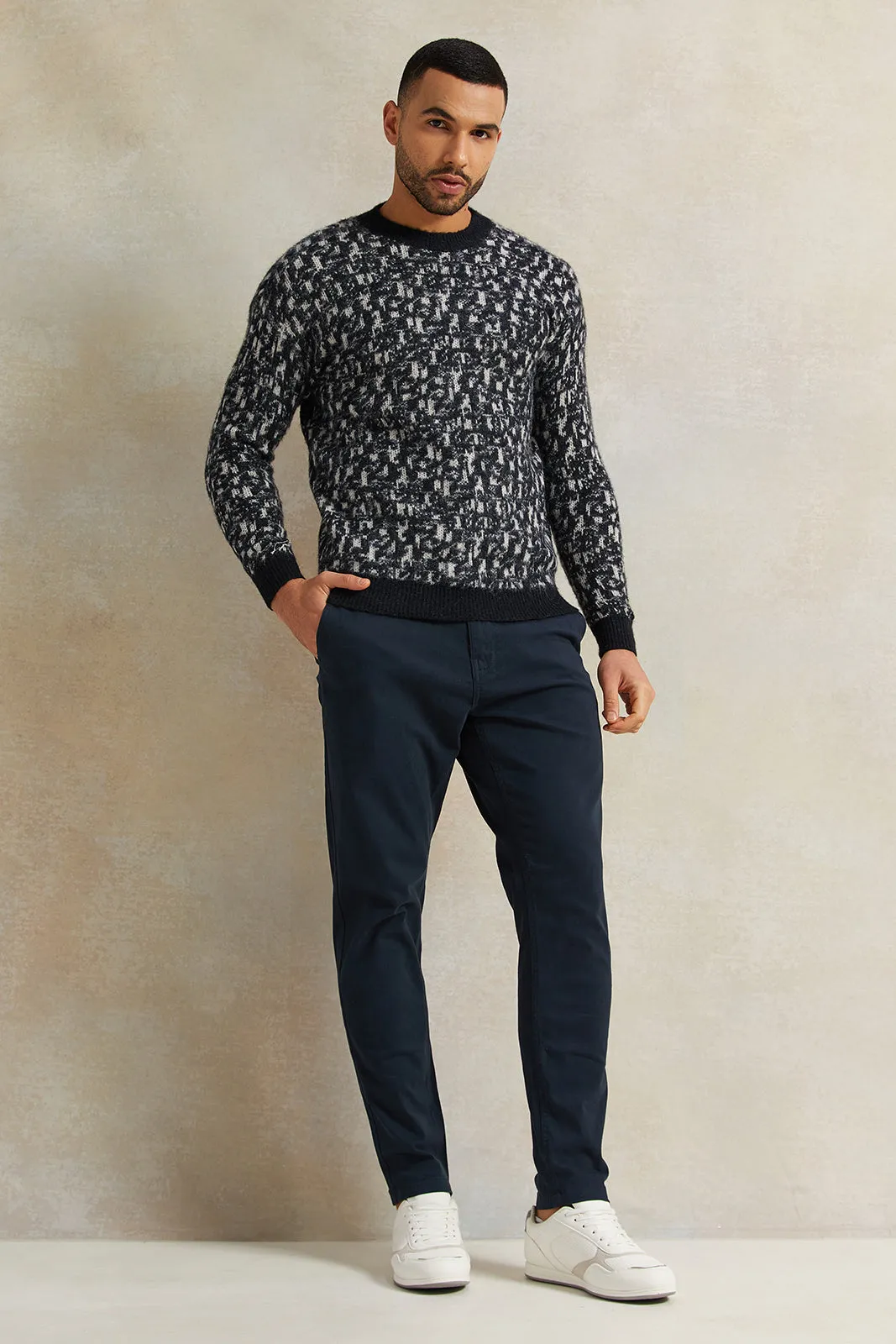 Men Grey Knitted Pullover