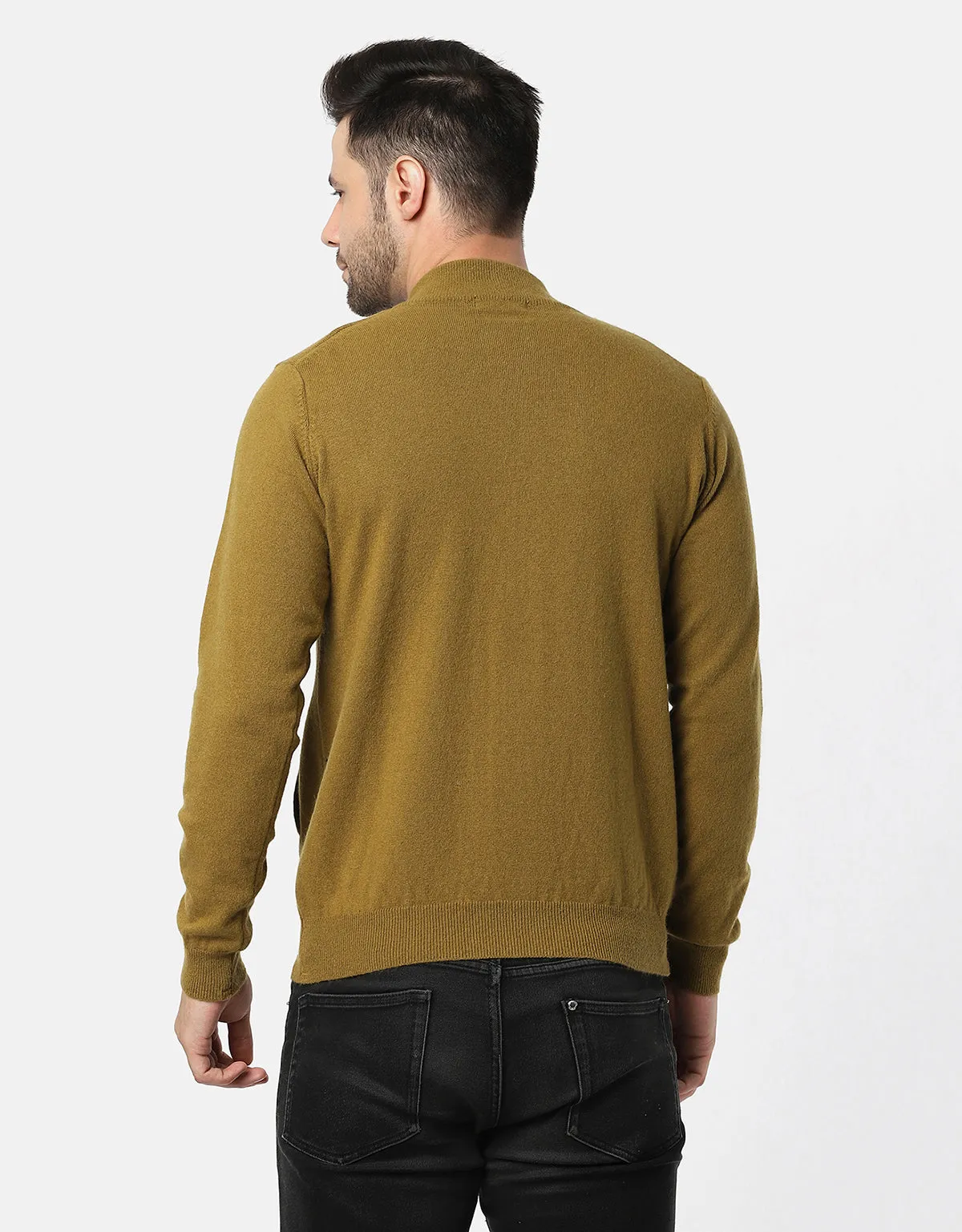 Men Knitted T-Neck Full zipper Sweater