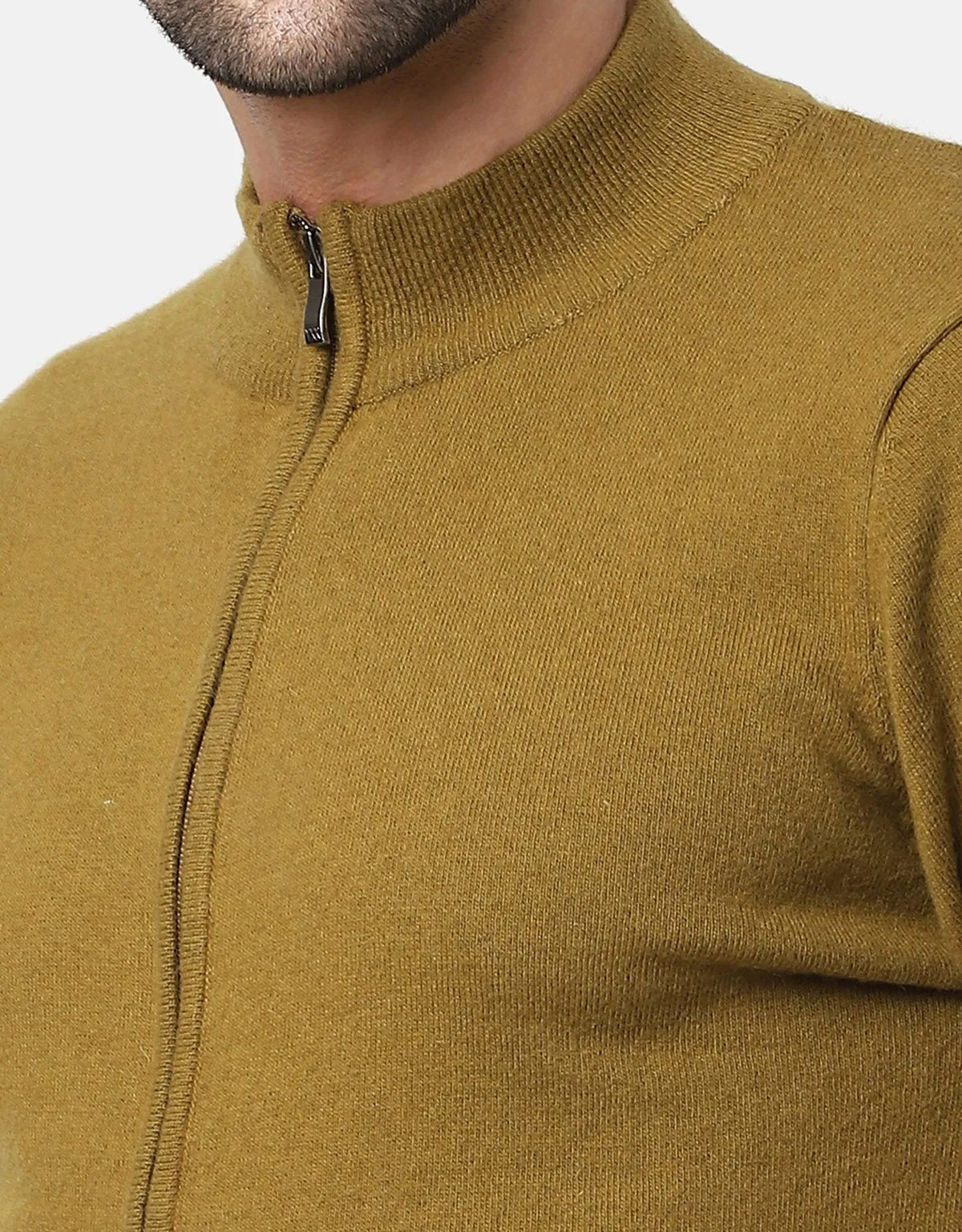 Men Knitted T-Neck Full zipper Sweater