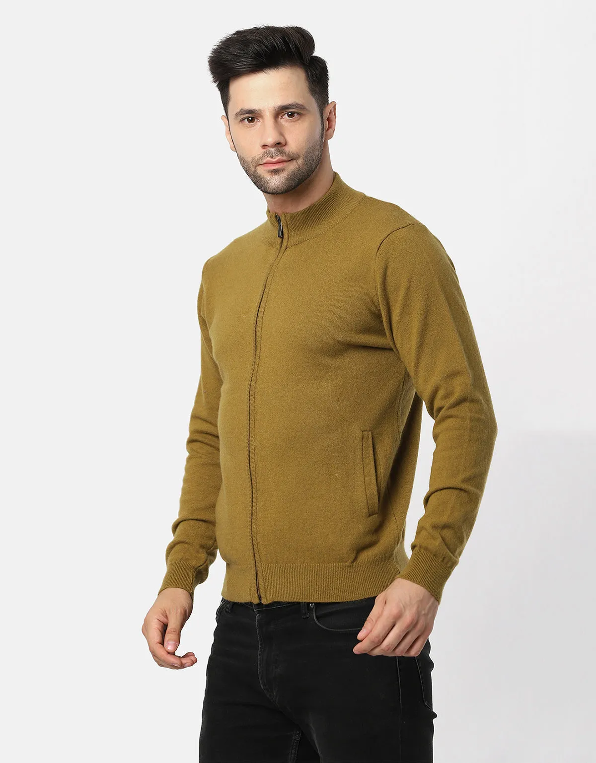 Men Knitted T-Neck Full zipper Sweater