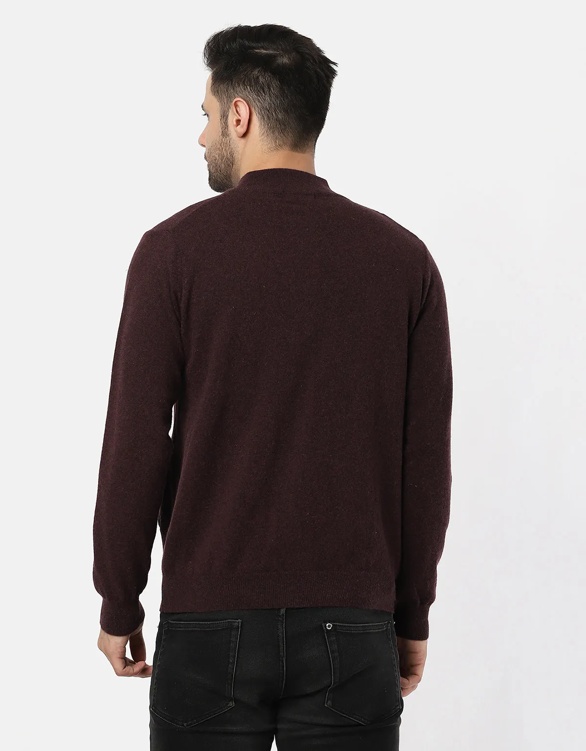 Men Knitted T-Neck Full zipper Sweater