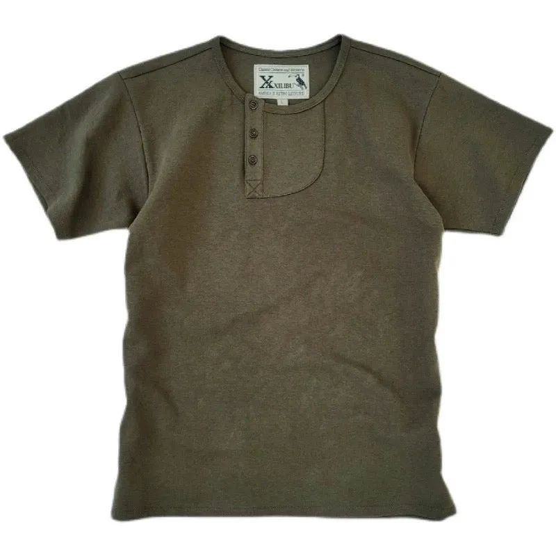 Men's Asymmetrical Collar Henley Shirt