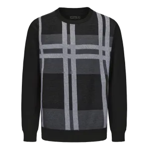 Men's Crew Neck Plaid Knitted Sweater