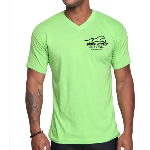 MEN'S GREEN V-NECK T-SHIRT - APPAREL | BIG CAT® PREMIUM ELECTRIC BICYCLES